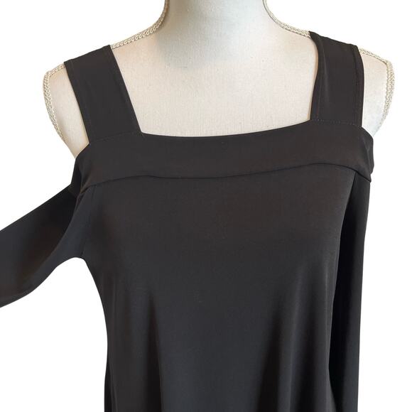 Clara Sun Woo Top Tunic Size Small Black Stretch Knit Lagenlook Artsy Travel - Picture 3 of 8